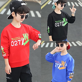 Áo sweater nỉ cổ tròn dài tay "027 W3" 14-45kg cho bé trai 4-15 tuổi. Vải da cá dày dặn. Thoải mái. B42