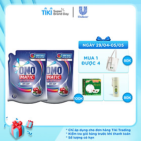 Combo 2 Túi Nước Giặt OMO Matic Bền Đẹp Lựu Và Tre Cho Máy Giặt Cửa Trước (2.3kg/Túi)