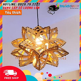 Đèn gỗ thả trần  hiện đại sang trọng chất liệu gỗ trang trí cho phòng khách nhà căn hộ decor nhà quán cafe