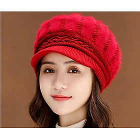 Mũ len lông xù gân dọc A072