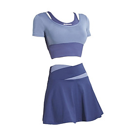 Workout Skirts Short Sleeve Suit Sportswear Tennis Skirts for Sports Fitness