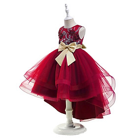 Đầm voan công chúa dự tiệc cho bé gái màu đỏ dự tiệc diện tết noel đẹp size 14-35kg hàng Quảng Châu cao cấp
