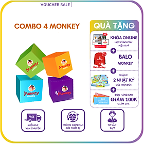 Combo 4 Monkey (Mã Giấy) - (Monkey Junior, Stories, Math, Vmonkey)