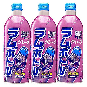 3 Chai Nước Soda Nho Ramune Sangaria Nhật Bản (500ml x 3)