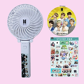 Combo gương mini BTS + Quạt tích điện BTS tặng Sticker BTS