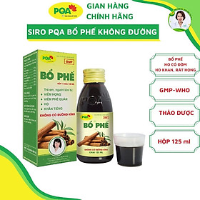 Bổ Phế Không Đường PQA Hỗ Trợ Giảm Ho, Đau Rát Họng Và Khản Tiếng Hộp 125ml
