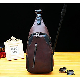 Street Tide Crazy Horse PU Leather Chest Bag Men'S Crossbody Bag