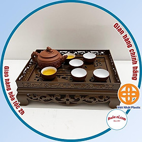 Khay trà vuông giả gỗ Việt Nhật  - Khay trà vuông đựng ấm chén kiểu dáng sang trọng - Br01607
