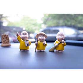 Bộ Tượng 3 Chú Tiểu Trang Trí Ô Tô, Xe Hơi,Phòng Khách Văn Phòng