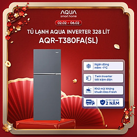 Freeship toàn quốc - Tủ lạnh ngăn đông trên Aqua 328L AQR-T380FA(SL) - Bảo hành 2 năm - Hàng chính hãng