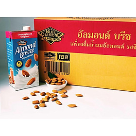 Blue Diamond - Thùng Sữa Hạt Hạnh Nhân ALMOND BREEZE Không Đường 946ml x 12 Hộp