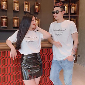 Đồ đôi áo cặp cổ tròn CoupleTina 100% cotton cao cấp - màu trắng