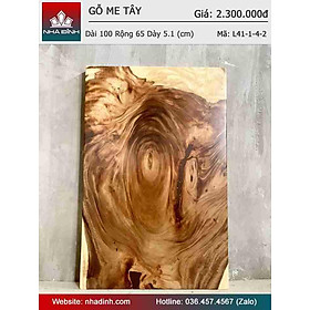 Mặt Bàn Gỗ Me Tây Nguyên Khối Dài 100 Rộng 65 Dày 5.1 (cm)