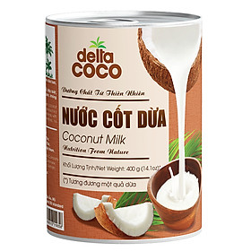 Nước Cốt Dừa Đóng Lon Delta Coco 400ml - Nhãn Mới, Sản Xuất Từ 100% Dừa Bến Tre, Nắp Bật Tiện Lợi, Vị Tươi, Thơm Ngon Đặc Trưng, Không Sử Dụng Phụ Gia Chất Cấm