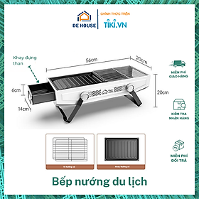 Bếp Nướng Than Hoa Ngoài Trời Không Khói Nhỏ Gọn- Bếp Nướng BBQ Du Lịch Gấp Gọn Kèm Vỉ Nướng