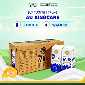 Thùng 12 Hộp Sữa tươi tiệt trùng nguyên kem AU Kingcare không đường | Hộp 1L - Nhập khẩu trực tiếp từ Úc.