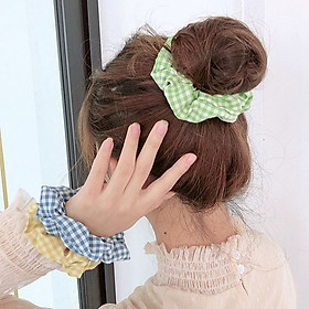 Cột Tóc Vải Scrunchies 6 Màu Cơ Bản SC01 Họa Tiết Kẻ Caro
