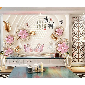 Tranh dán tường Tranh trang sức màu hồng thủy chung, tranh dán tường 3d hiện đại MS1215485