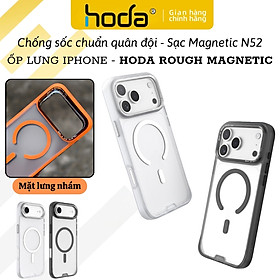 Ốp Lưng nhám chống sốc DropDefender hiệu HODA Rough Magnetic cho iPhone 17 Air 16 Pro Max – tiêu chuẩn Approved Military Grade chuẩn quân đội, siêu bền - Hàng nhập khẩu - Black - Đen - iPhone 16 Pro Max