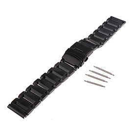Black 18-24mm Stainless Steel Watch Band Brushed Watch Strap Double Buckle Bracelet for Women Men