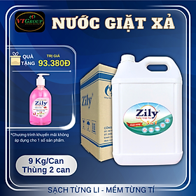 Nước Giặt Xả Quần Áo Zily 5in1 9Kg (2 Can/Thùng) - Tặng 1 Chai Nước Rửa Tay Zily 500Gr