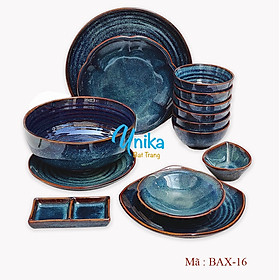 Mua Bộ đồ ăn men xanh sóng biển BAX-16 - Dinnnerware Set - Bộ chén đĩa Bát Tràng Cao Cấp