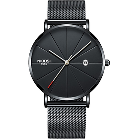 Đồng Hồ Nam Dây Thép Lưới Máy Mỏng 1985 Nibosi 2321