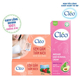 Combo Kem Giảm thâm nách Cleo 35g và Kem Tẩy Lông Chiết Xuất Bơ Cleo 50g