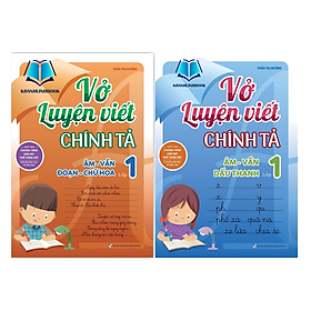 Hình ảnh Sách Combo Vở luyện viết chính tả (âm - vần - đoạn - chữ hoa - dấu thanh) lớp 1 (MG)