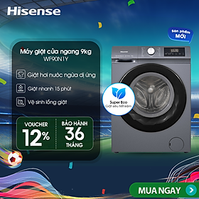 |SP MỚI| Máy giặt Hisense Inverter 9kg WF90N1Y Giặt Hơi Nước Diệt Khuẩn, Lắp Đặt Toàn Quốc - HÀNG CHÍNH HÃNG