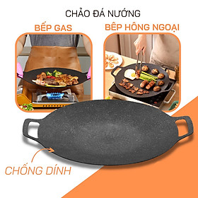 Chảo Đá Nướng Tròn Chống Dính Không Cần Dầu size 34 cm Chảo Đa Năng Chiên