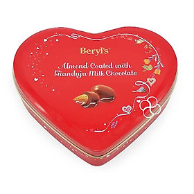 Socola hạnh nhân phủ socola sữa Beryl's trái tim hộp thiếc 80g - Gift boxTrái tim đỏ
