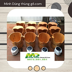 Thùng gỗ xông hơi  GỖ CAO CẤP  Thùng gỗ xông hơi chân trụ tròn, có tay xách chắc chắn dễ dàng di chuyển