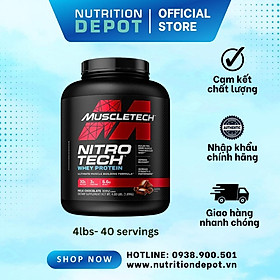 Sữa tăng cơ Nitrotech Whey Protein Muscletech 4lbs (1.8kg) - Hỗ trợ tăng cơ và bình phục cơ tối nhiều - Nutrition Depot