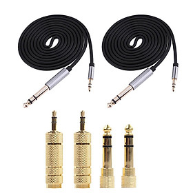 2x 3.5mm Male To 6.35mm Male Stereo Audio Cable for Mixer Amplifier +4 Jacks