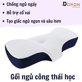 Gối công thái học - Chống đau mỏi vai gáy, ngủ ngáy, dễ vào giấc - Thiết kế riêng cho nằm ngửa và nằm nghiêng (LỒNG SẴN VỎ)