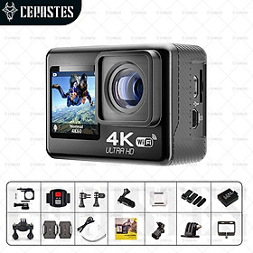 Cerastes 4K 60fps WiFi Camera hành động chống lắc màn hình kép 170 ° góc rộng 30m Máy ảnh thể thao chống thấm nước với màu điều khiển từ xa: 4K -v35