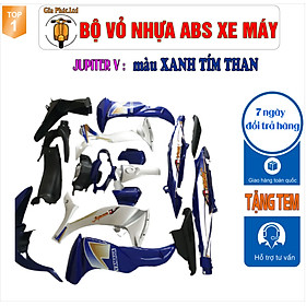 [TẶNG TEM 3 LỚP ] Bộ nhựa áo xe JUPITER V nhựa ABS cao cấp màu XANH TÍM THAN- TKB-668 (8281)