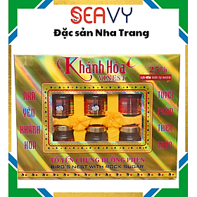 Đặc Sản Nha Trang-Nước Yến Vinest Khánh Hòa Tổ Yến Chưng Đường Phèn 25% Yến, Giàu Canxi, Seavy Hộp 6 lọ