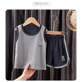 11-37kg Bộ ba lỗ thể thao cotton thun lạnh cho bé trai, mát rượi