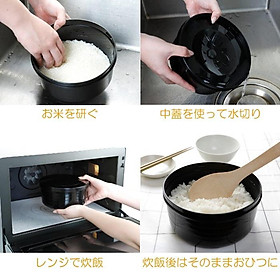 Hộp nấu cơm trong lò vi sóng Sanada 860ml - Hàng Nội Địa Nhật Bản