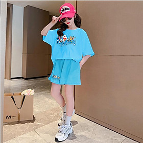 Đồ Bộ cotton bé gái ngắn tay mùa hè họa tiết hoạt hình DOREMON dễ thương cho bé 10-50kg mang xinh cute