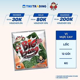 Lốc 12 Gói Snack Rong Biển Taokaenoi Big Bang Vị Mực Cay 6G