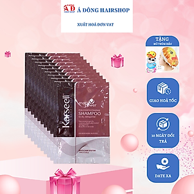 [+Tặng mũ trùm] Combo 10 gói dầu gội siêu mượt tóc Karseell Collagen Maca Essence Moisture shampoo 15ml
