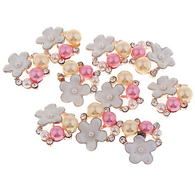 10pcs pearl rhinestone flower button diamante flatback ornaments