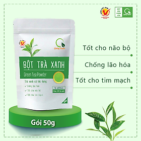 Bột Trà Xanh sấy lạnh Quảng Thanh, bịch 50gr - Chống lão hóa, tốt cho tim mạch và não bộ. Bảo vệ da và kéo dài sự tươi trẻ