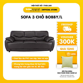 Mua Ghế sofa 3 chỗ BOBBY/L khung gỗ bền chắc  đệm bọc da PVC cao cấp nâu sẫm | Index Living Mall - Phân phối độc quyền tại Việt Nam