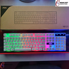 Bàn Phím Giả Cơ AOC KB121, Keyboard Bàn Phím Chuột Chuyên Game Đèn LED 7 Màu, Hàng Chính Hãng AOC