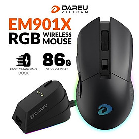 Chuột DareU EM901X RGB Superlight Wireless Black- HÀNG CHÍNH HÃNG