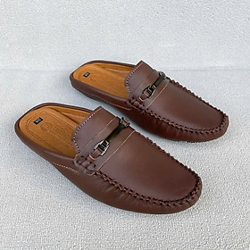 Giày sục da nam TRường Hải GS331 khóa ngang Đế âm da bò nguyên tấm 3 màu đen, nâu, vàng